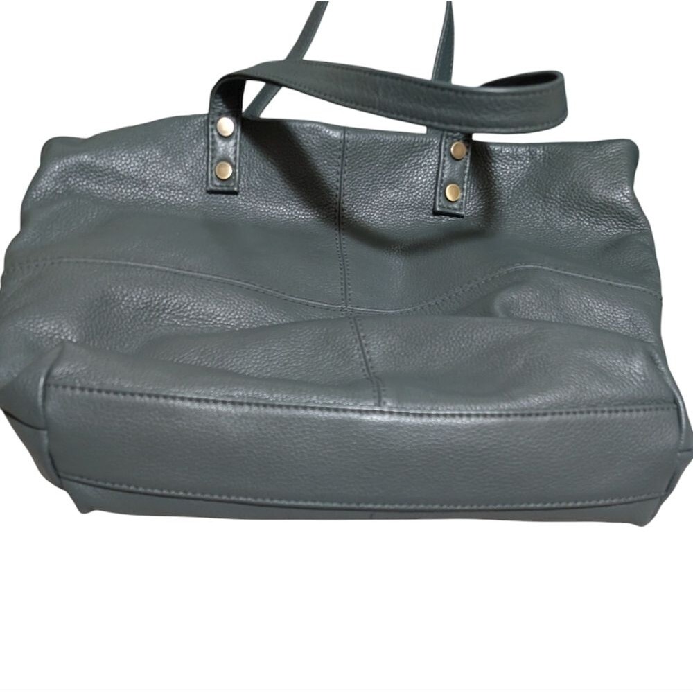 ASPEN Leather handbag sage green tote top handle pebbled quiet luxury minimalist - Picture 3 of 9